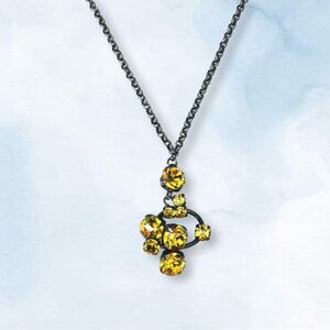 GIVENCHY Black Rhodium Yellow Rhinestone Necklace